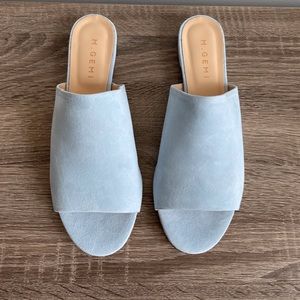 m. gemi nuvola blue suede mule slide sandal new